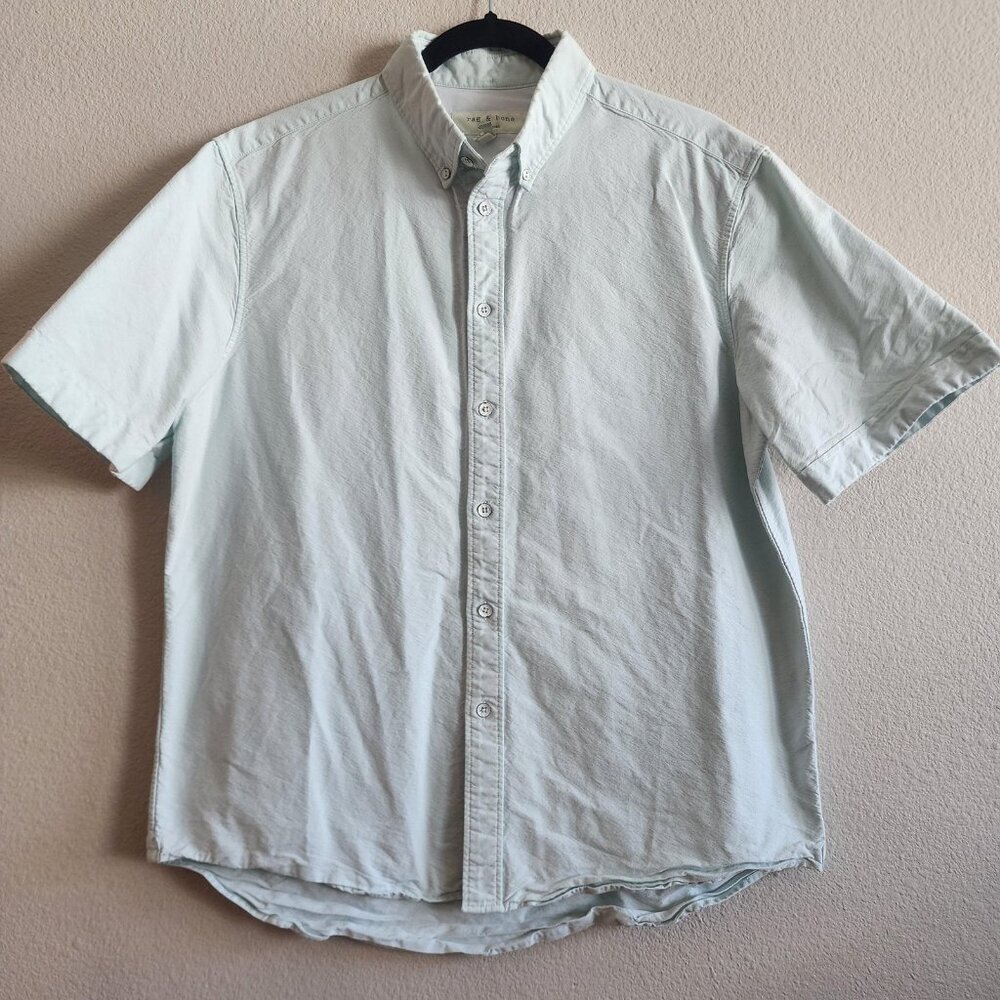 rag & bone Light Blue Short Sleeve Button-Down Shirt
